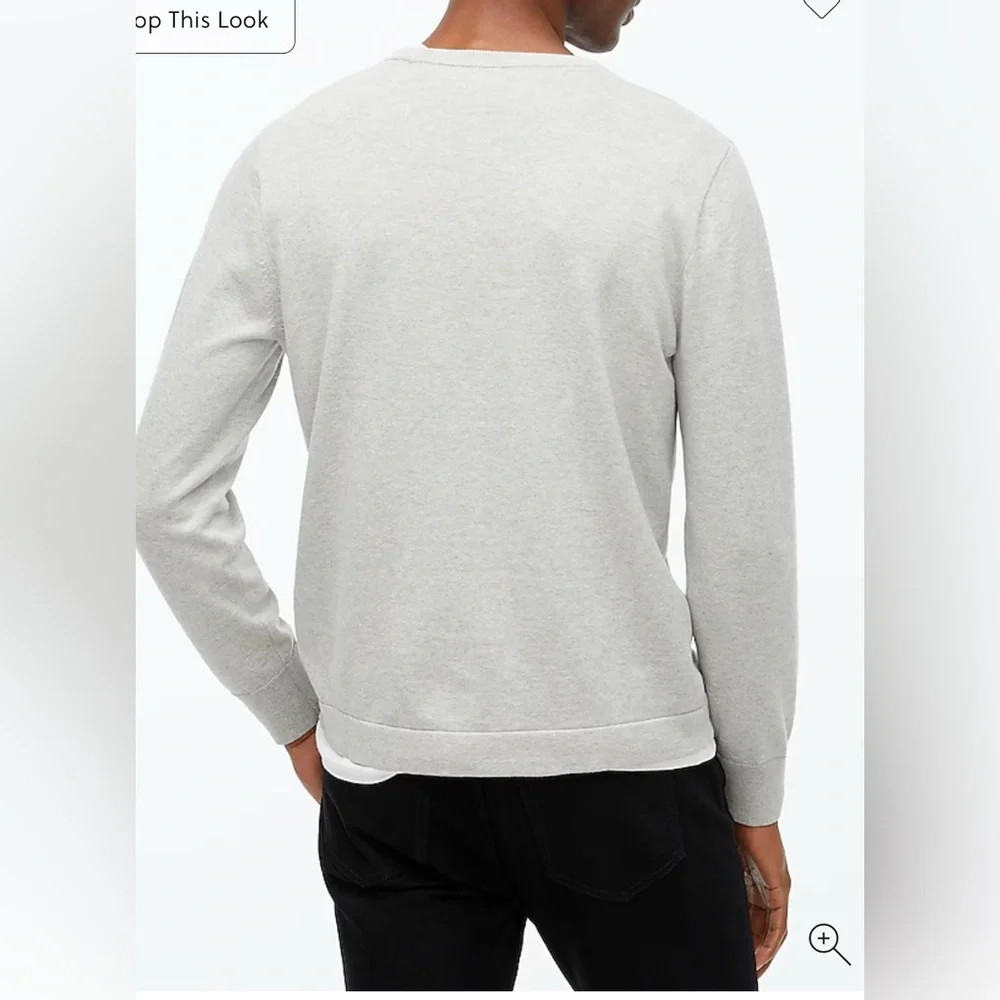 J. Crew Mens Cotton Crewneck Sweater Tee Heather Gray Large‎